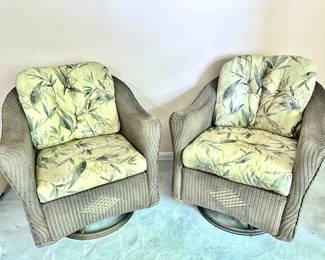 Two rattan rockers. Although the following photos photographed to look different colors, all match. Non-smoking home.