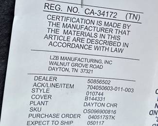 Cream, narrow LaZBoy recliner. Non-smoking home