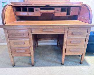 Oak roll top desk