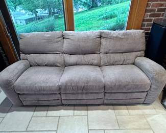 Tan corduroy sofa in great shape. Has matching chair. Non-smoking home.