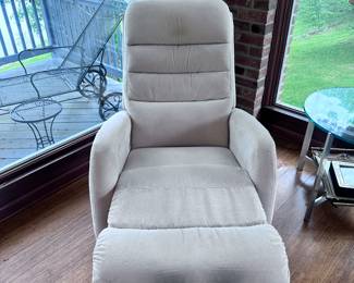 Cream, narrow LaZBoy recliner. Non-smoking home