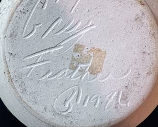 Vintage Pueblo Native American Pottery signed Grey Feather Vases '96