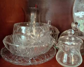 many nice pieces of cut glass and crystal