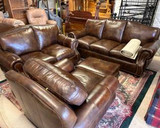 1 Brown Leather Sofa Set