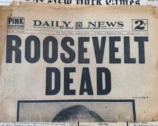 Vintage newspapers from important events in history: JFK + RFK assassinations, man walks on moon, Nixon's resignation
