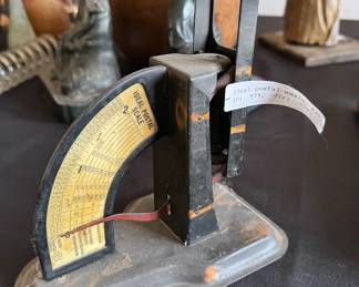 Various antique scales + weights