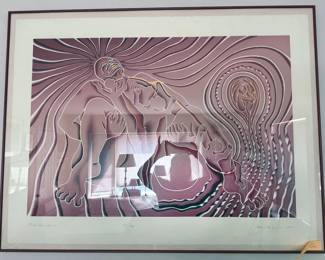 Judy Chicago serigraph, signed + dated 1985, “Birth Tear/Tear”