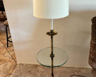 Glass top table floor lamp 
