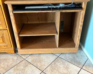 Small desk with shelf and keyboard tray
