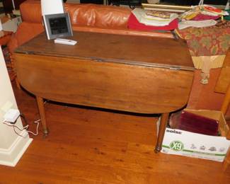 Antique 18th Century Cherry Work Drop Leaf Table With Drawer