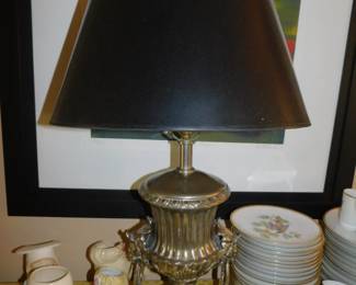 Maitland Smith Silver Plate Lamp With Lion Heads