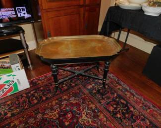 VINTAGE BRASS & BAMBOO LEG TRAY TABLE