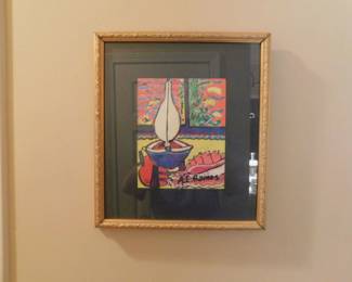A. E. BARNES FOLK ART FRAME LITHOGRAPH