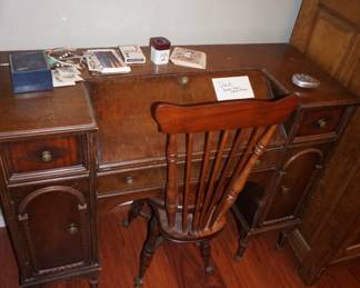 Federal drop front desk with chair