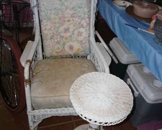 wicker chair and table