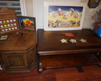 coffee table, side table, golf balls, western decor