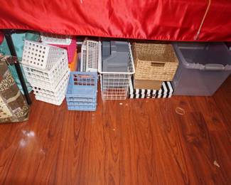 plastic and wicker baskets