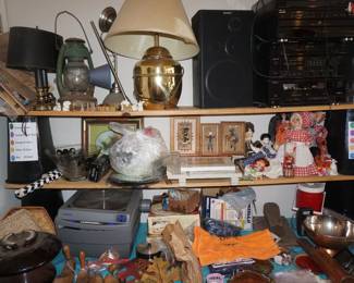 lamps, electronics, sand art, dolls