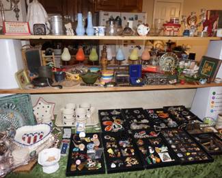 Jewelry, figurines, jewelry boxes, Brighton tins, Pottery, decor, glassware