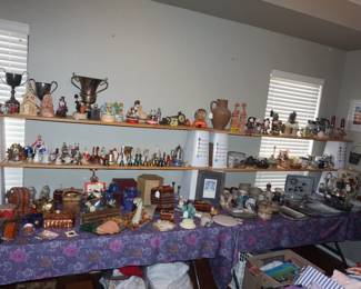 bells, music boxes, pottery, lamps, bookends