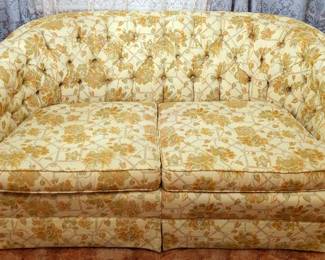 Vintage Yellow Floral Patterned Loveseat. Good condition