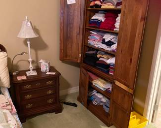 Pair of Bassett night stands…..Oak clothes Armoire