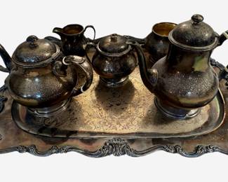 Sterling English Tea Set by Frank Smith includes Silverplate Tray