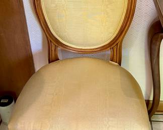 Beautiful; Entryway Vintage Baker Desk flanked by 2 Baker Salon Chairs and Unique Art Pieces