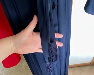 Vintage Geoffrey Beene 1970's Gown with a fun tasseled wrap and low scoop back. 