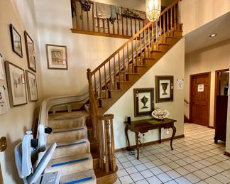 Entry Foyer with Stairs and Baker Desk