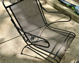 48" Round Woodard Wrought Iron with Mesh Table Top and 2 Matching Woodard Chairs