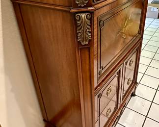 Antique Karges Secretary with 3 Drawers and Drop Down Desk.  This piece is absolutely beautiful and in Great Condition.  You won't see another one like it.Can fir in a Bedroom, Office, Study or Library.