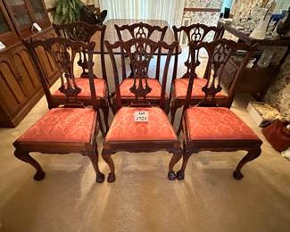 Georgian Furniture Co., Set of 8 Chippendale Mahogany Dining Chairs, Ball and Claw Foot, 2 armchairs, and 6 side chairs   (40"T x 22" W x 16"D  - Arm is 24" L)