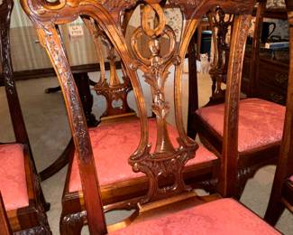 Georgian Furniture Co., Set of 8 Chippendale Mahogany Dining Chairs, Ball and Claw Foot, 2 armchairs, and 6 side chairs   (40"T x 22" W x 16"D  - Arm is 24" L)