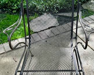 48" Round Woodard Wrought Iron with Mesh Table Top and 2 Matching Woodard Chairs