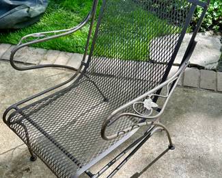 48" Round Woodard Wrought Iron with Mesh Table Top and 2 Matching Woodard Chairs