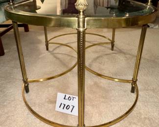 Maison Jansen Brass, Hollywood Regency Style 20th Century Coffee Table, Beveled glass top,  41" W x 21" D x 18.5" T        