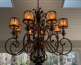 Beautiful Wrought Iron 8 Arm Chandelier with Shades