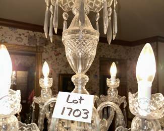 Stunning Waterford Crystal Chandelier - Type #A6, 6 arm lights, 1 tier, single bobeche. 