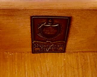 Kindel Winterthur Mahogany Dining table. 2 extension leaves, and table legs are on casters. Includes custom pads. Condition as shown.    68" x 46" plus 2- 12" leaves        