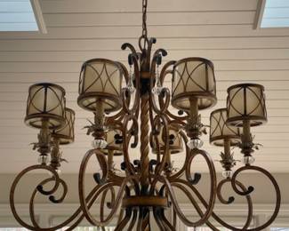 Beautiful Wrought Iron 8 Arm Chandelier with Shades