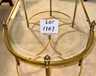 Maison Jansen Brass, Hollywood Regency Style 20th Century Coffee Table, Beveled glass top,  41" W x 21" D x 18.5" T        