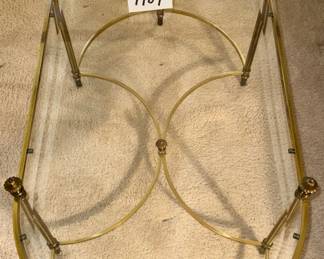 Maison Jansen Brass, Hollywood Regency Style 20th Century Coffee Table, Beveled glass top,  41" W x 21" D x 18.5" T        