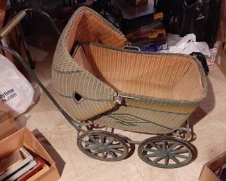 Antique Wicker Baby Carriage