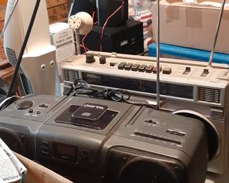 Two of four portable sound systems 