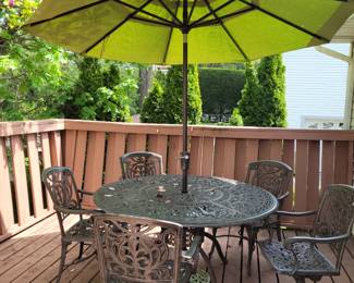 Aluminum Classics patio set, table, chairs, umbrella and stand!