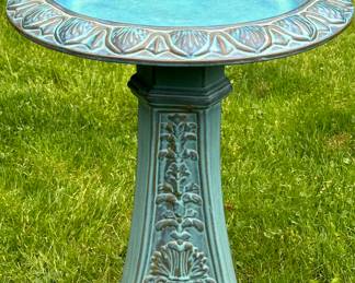 Beautiful Turquoise Ceramic Bird Bath - Bid #16