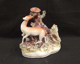 Staffordshire Stag and Tiger Vase