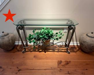 Red Star Pre-Sale Item - Glass/Metal Hall/Sofa Table 50"w 18d 29"h $249 plus tax