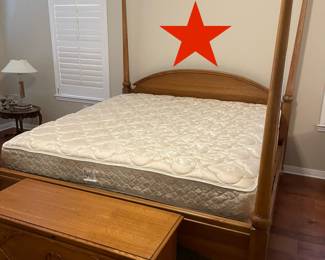 RED STAR PRE-SALE ITEM - BERNHARDT KING SIZE 4 POSTER BED with Frame $595 plus tax - Northstar Supreme King Mattress with a box springs Sold Separately $395.00 plus tax